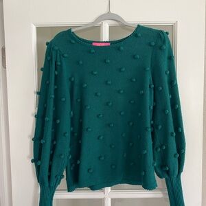 Lilly Pulitzer Kippa Pom Pom Balloon Sleeves Teal
Textured Knit Sweater Women M